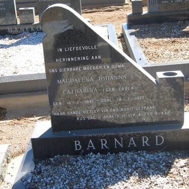 BARNARD Magdalena Johanna Catharina nee LOOCK 1881-1972