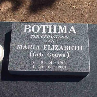 BOTHMA Maria Elizabeth nee GOUWS 1913-2001