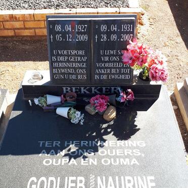 BEKKER Godlieb 1927-2009 &amp; Naurine 1931-2007