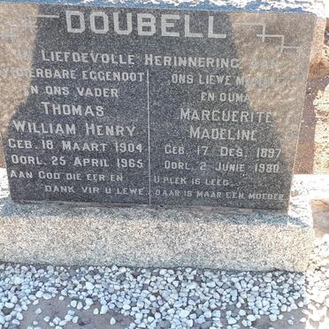 DOUBELL Thomas William Henry 1904-1965 &amp; Marguerite Madeline 1897-1980