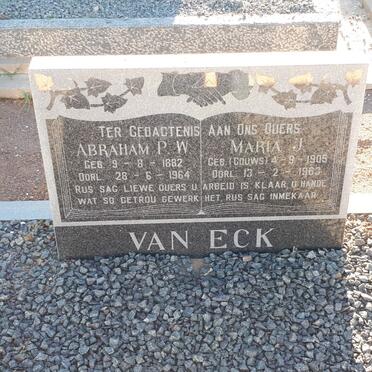 ECK Abraham P.W., van 1882-1964 &amp; Maria J. GOUWS 1905-1963