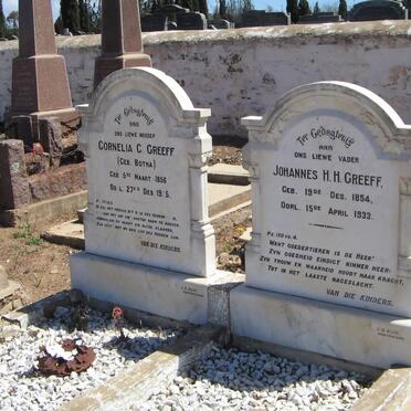 GREEFF Johannes H.H. 1854-1933 &amp; Cornelia C. BOTHA 1856-1925