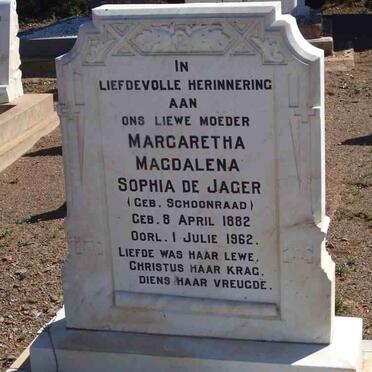 JAGER Margaretha Magdalena Sophia, de nee SCHOONRAAD 1882-1962