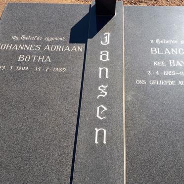 JANSEN Johannes Adriaan Botha 1909-1989 &amp; Blanche HAYWARD 1925-1998