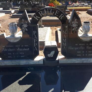 KRUGER Abraham Jacobus 1924-1992 &amp; Margaretha Gertruida 1921-2015