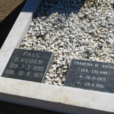 KRUGER Paul 1899-1971 &amp; Francina M. ERLANK 1905-1991
