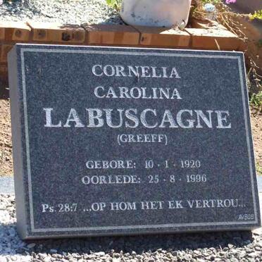 LABUSCAGNE Cornelia Carolina nee GREEFF 1920-1996