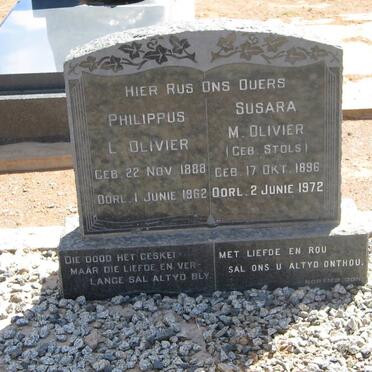 OLIVIER Philippus L. 1888-1962 &amp; Susara M. STOLS 1896-1972