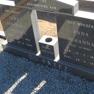 PREEZ Gert Johannes Jacobus, du 1878-1960 &amp; Anna Johanna le ROUX 1881-1973