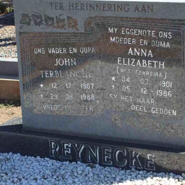 REYNECKE John Terblanche 1907-1988  &amp; Anna Elizabeth FERREIRA 1901-1986