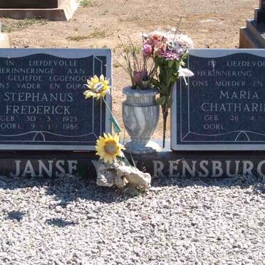 RENSBURG Stephanus Frederick, Janse van 1923-1986 &amp; Maria Chatharina 1928-