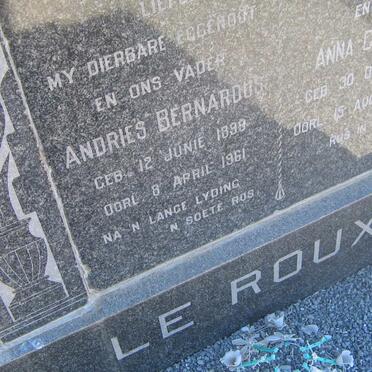 ROUX Andries Bernardus, le 1899-1961 &amp; Anna Catharina 1911-2001