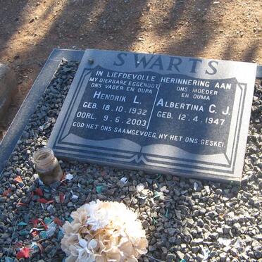 SWARTS Hendrik L. 1932-2003 &amp; Albertina C.J. 1947-