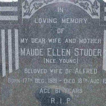 STUDER Maude Ellen nee YOUNG 1891-1952