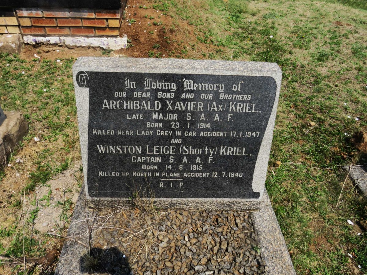 KRIEL Archibald Xavier 1914-1947 :: KRIEL Winston Leige 1915-1940