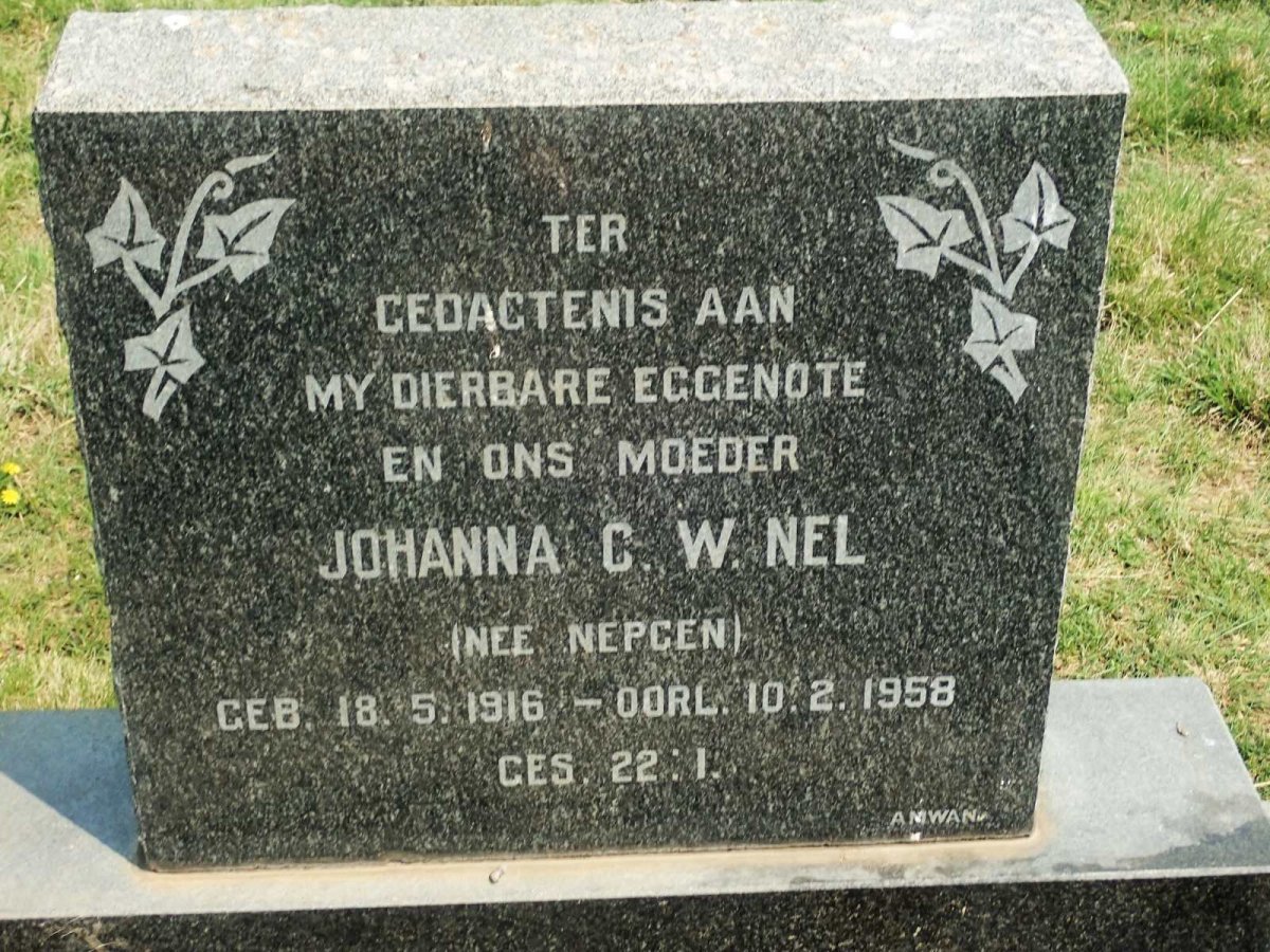 NEL Johanna C.W. nee NEPGEN 1916-1958