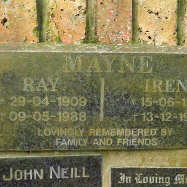 MAYNE Ray 1909-1988 &amp; Irene 1918-1998