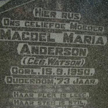 ANDERSON Magdel Maria nee WATSON -1950