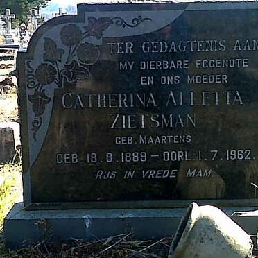 ZIETSMAN Catherina Alletta nee MAARTENS 1889-1962