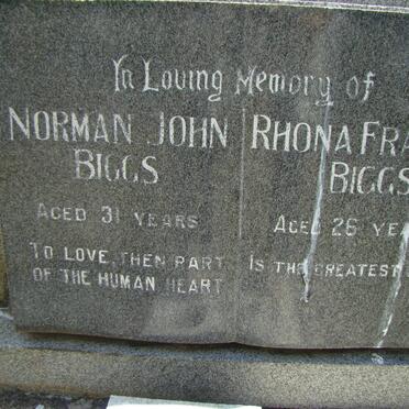 BIGGS Norman John &amp; Rhona Frances