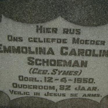 SCHOEMAN Emmolina Carolina nee SYMES -1950