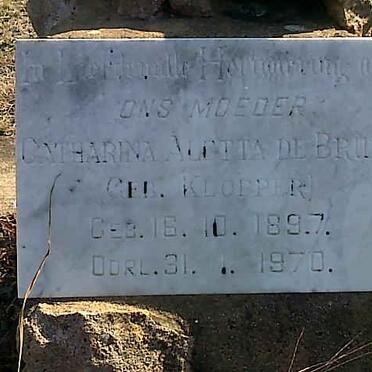 BRUIN Catharina Aletta, de nee KLOPPER 1897-1970