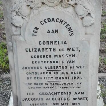WET Jacobus Albertus, de 1829-1911 &amp; Cornelia Elizabeth MASSYN -1901