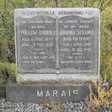 MARAIS Willem Andries 1895-1957 &amp; Johanna Susanna PIETERSE 1896-1953