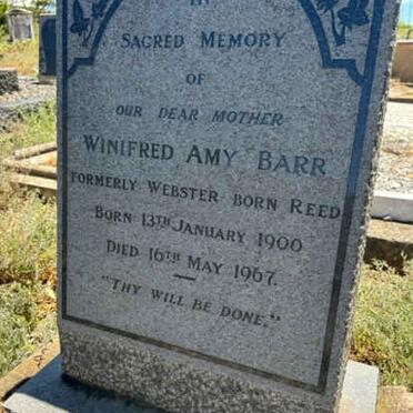 BARR Winifred Amy formerly WEBSTER nee REED 1900-1967