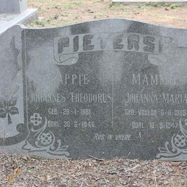 PIETERSE Johannes Theodorus 1881-1946 &amp; Johnna Maria VOSLOO 1885-1947