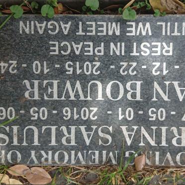 SARLUIS Nerina 1957-2016 :: BOUWER Jan 1959-2015