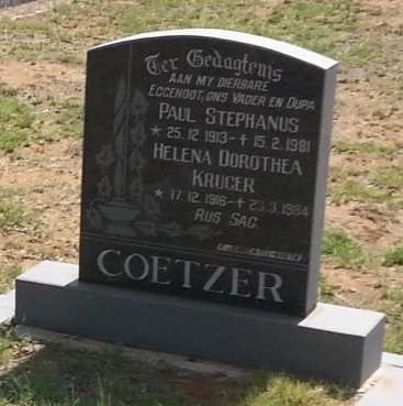 COETZER Paul Stephanus 1913-1981 &amp; Helena Dorothea KRUGER 1916-1984