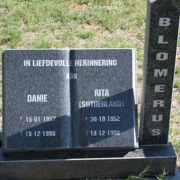 BLOMERUS Danie 1957-1998 &amp; Rita SUTHERLAND 1952-1998
