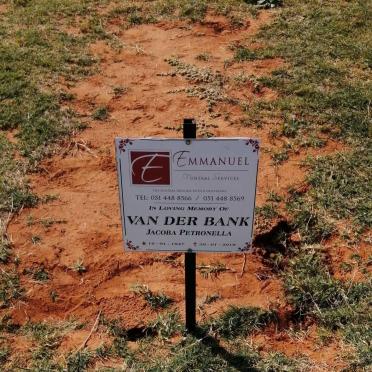 BANK Jacoba Petronella, van der 1947-2019