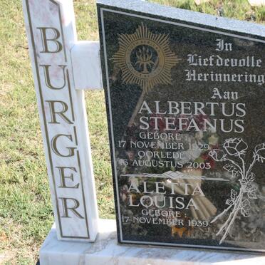 BURGER Albertus Stefanus 1929-2003 &amp; Aletta Louisa 1939-