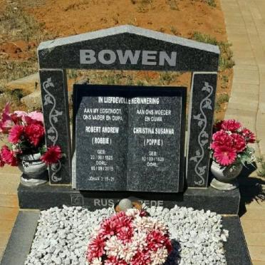 BOWEN Robert Andrew 1925-2015 &amp; Christina Susanna 1929-