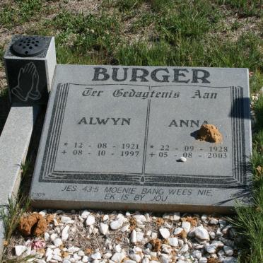 BURGER Alwyn 1921-1997 &amp; Anna 1928-2003