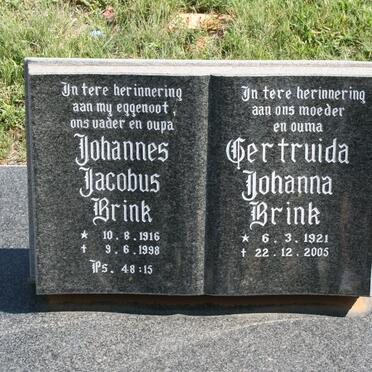 BRINK Johannes Jacobus 1916-1998 &amp; Gertruida Johanna 1921-2005