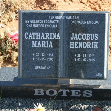 BOTES Jacobus Hendrik 1917-2005 &amp; Catharina Maria 1914-2003