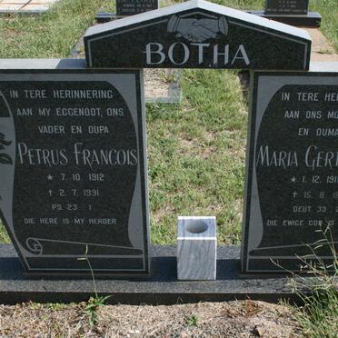 BOTHA Petrus Francois 1912-1991 &amp; Maria Gertrude 1911-1999
