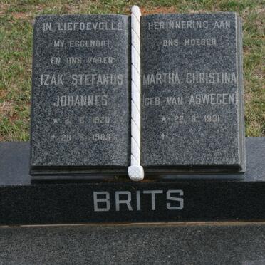 BRITS Isak Stefanus Johannes 1920-1983 &amp; Martha Christina VAN ASWEGEN 1931