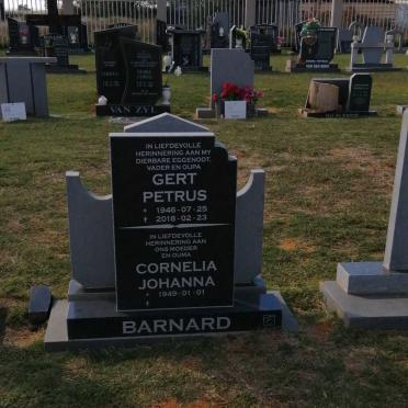 BARNARD Gert Petrus 1946-2018 &amp; Cornelia Johanna 1949-