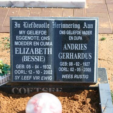 COETSEE Andries Gerhardus 1927-2005 &amp; Elizabeth 1932-2002