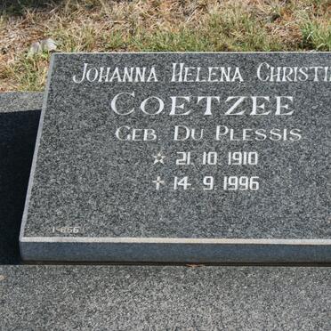 COETZEE Johanna Helena Christina nee DU PLESSIS 1910-1996