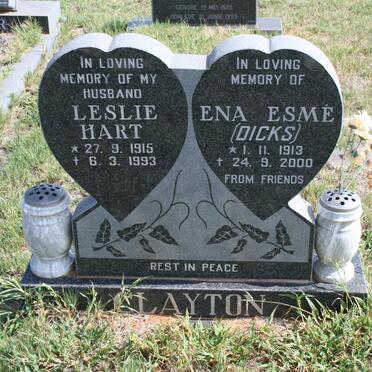 CLAYTON Leslie Hart 1915-1993 &amp; Ena Esme DICKS 1913-2000