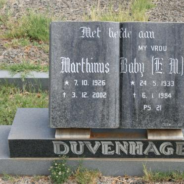 DUVENHAGE Marthinus 1926-2002 &amp; E.M. 1933-1984