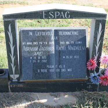 ESPAG Abraham Jacobus 1920-2002 &amp; Rachel Magdalena 1938