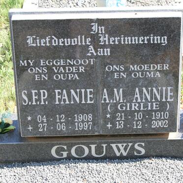 GOUWS S.F.P. 1908-1997 &amp; A.M. GIRLIE 1910-2002