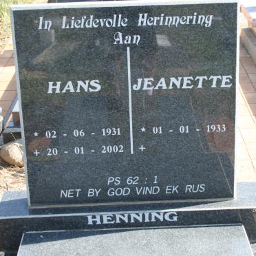 HENNING Hans 1931-2002 &amp; Jeanette 1933-