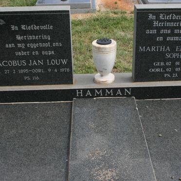 HAMMAN Jacobus Jan Louw 1895-1978 &amp; Martha Elizabeth Sophia 1913-1995
